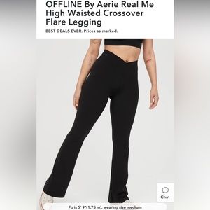 Aerie Offline Crossover Highwaisted Black Flared Leggings